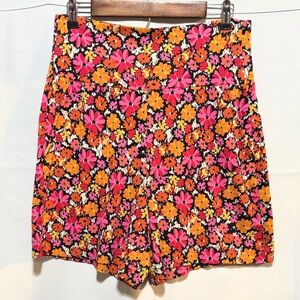 CAbi Chance #6365 High Waist Floral Shorts - Pink, Orange, Black szL